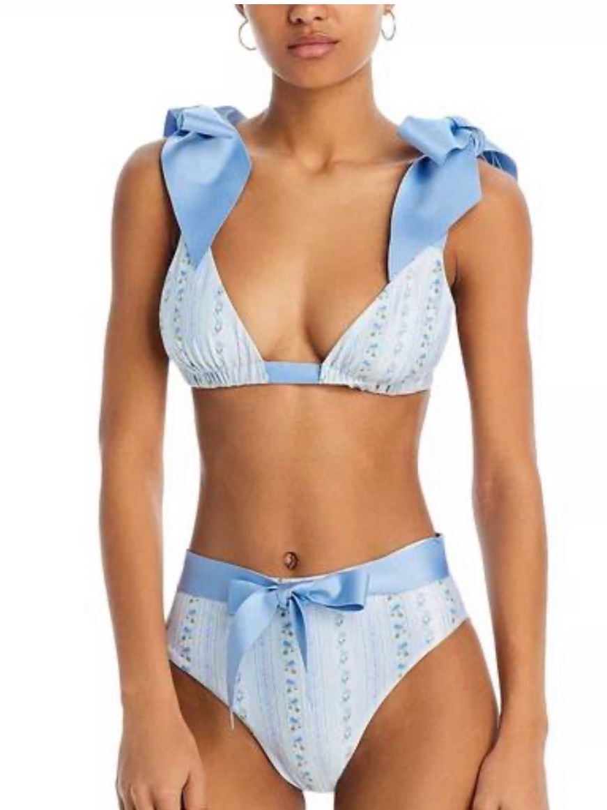 Capittana Ditsy Flower Blue Bow-Shoulder Bikini Set - Women Swim